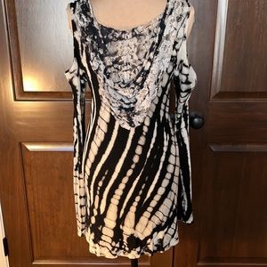 Stretchy Tie Dyed Hoodie Dress Long Sleeve